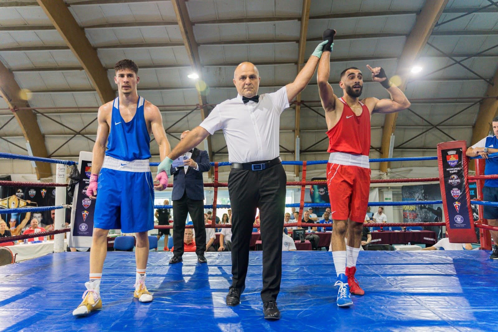 Daniel Stoican victorious after winning a championship bout — East Midlands boxing champion